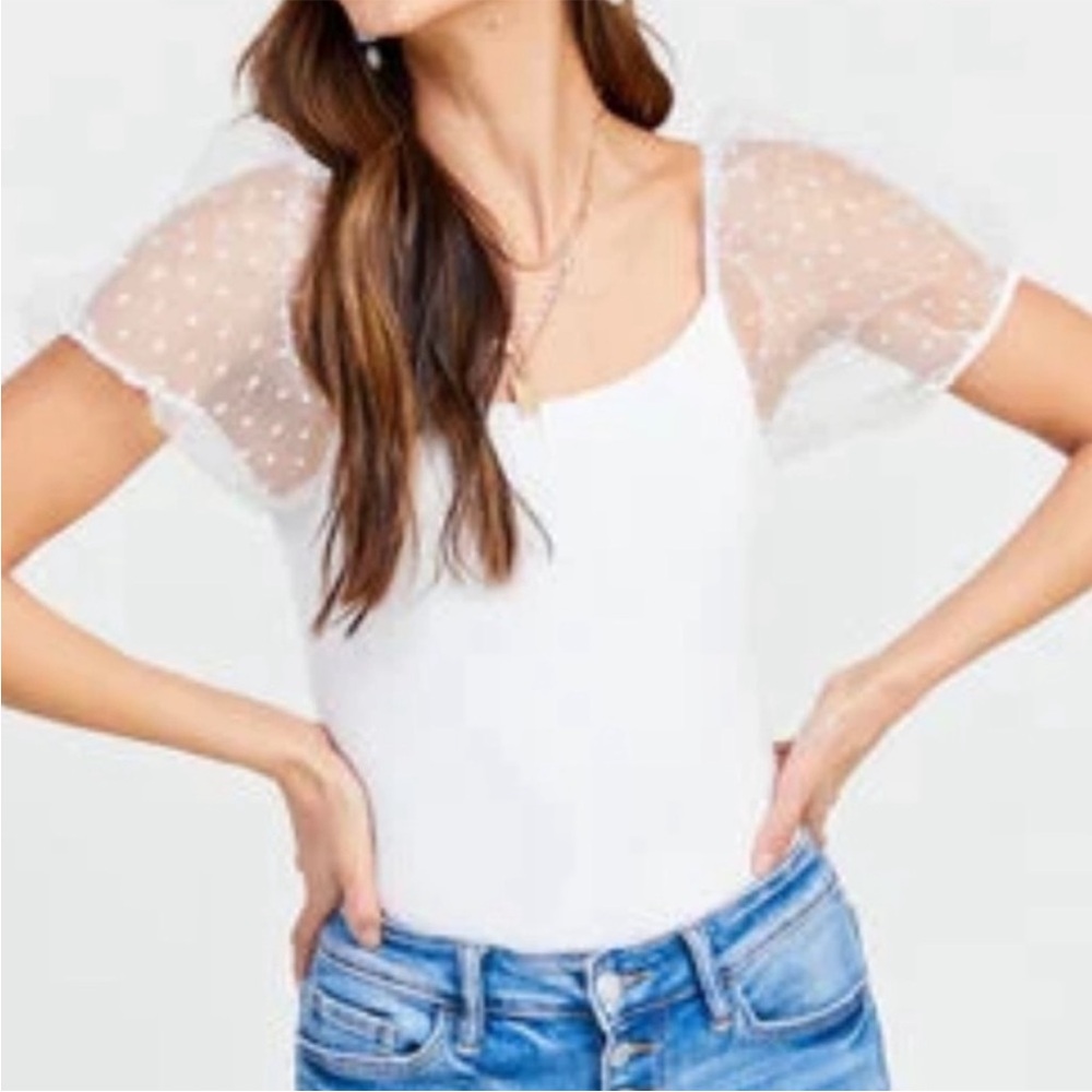 Altar’d State Puff Sleeve White Bodysuit